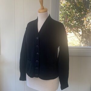 Vintage 1930s 1940s Black Wool Cardigan M